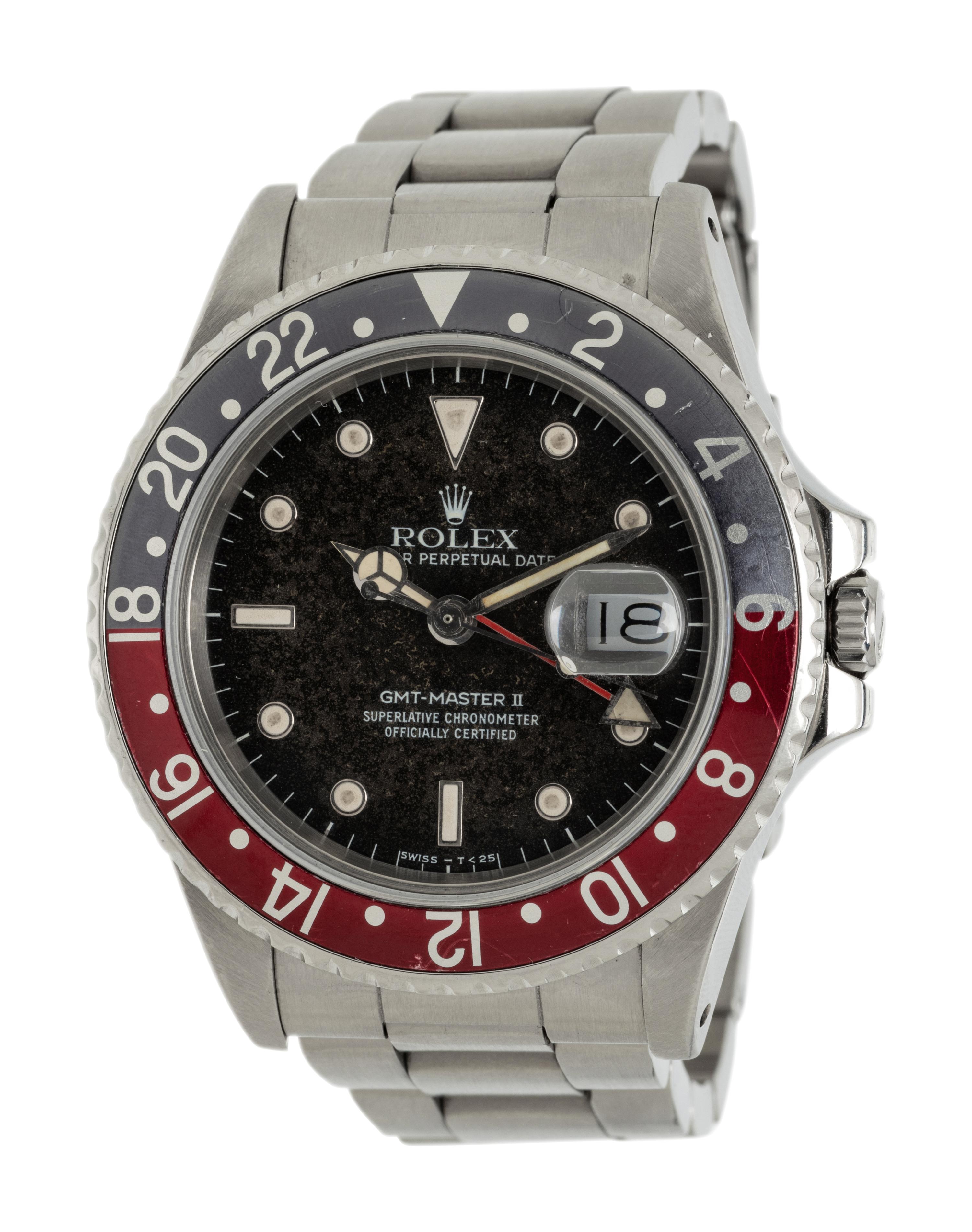 ROLEX, REF. 16760 STAINLESS STEEL GMT MASTER II WATCH