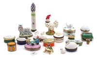 A Collection of Jeweled Enamel Boxes Height of largest 4 inches. — 20TH CENTURY