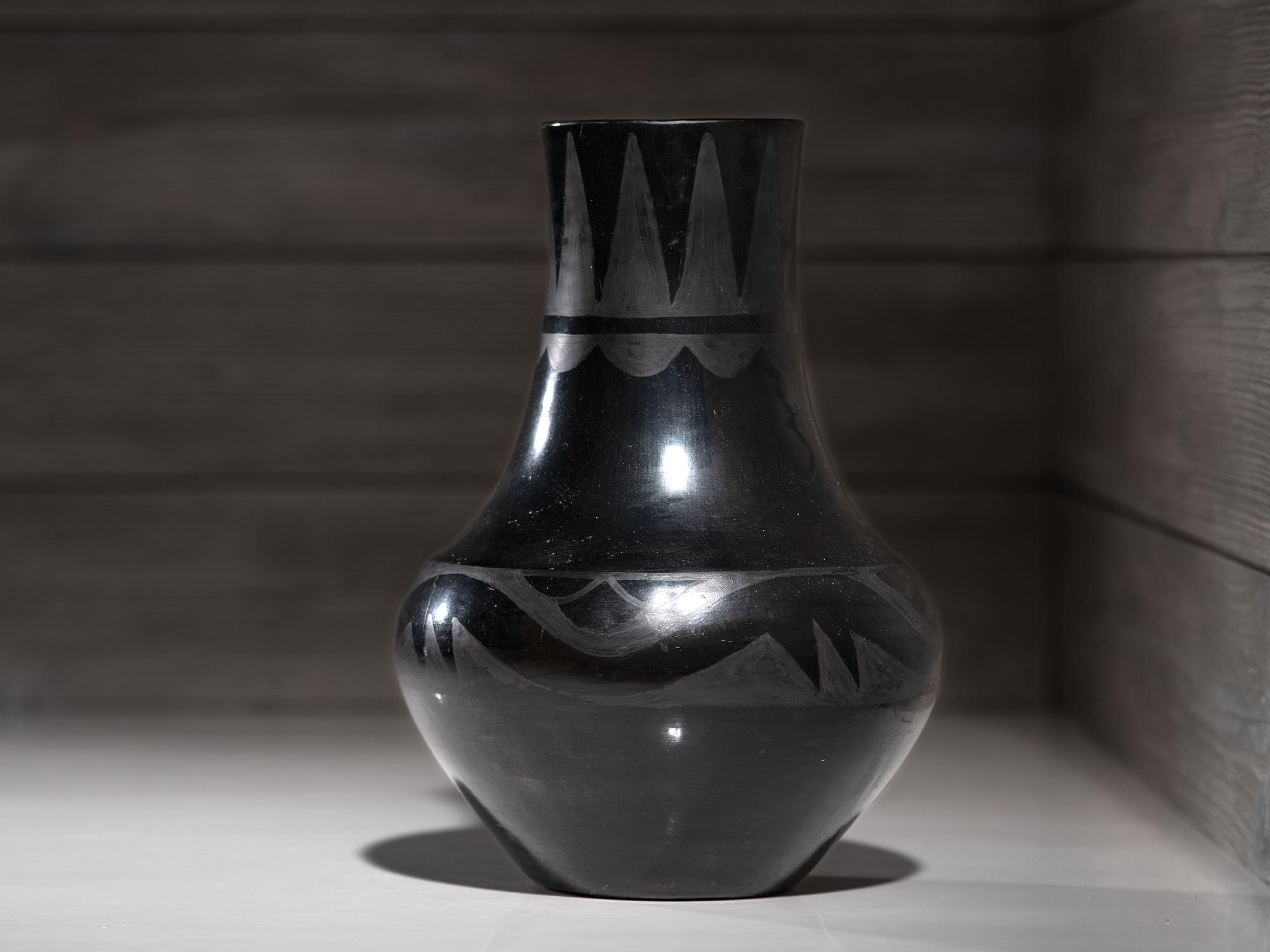 Blackware Pottery Vase, with Avanyu 1923-1925
