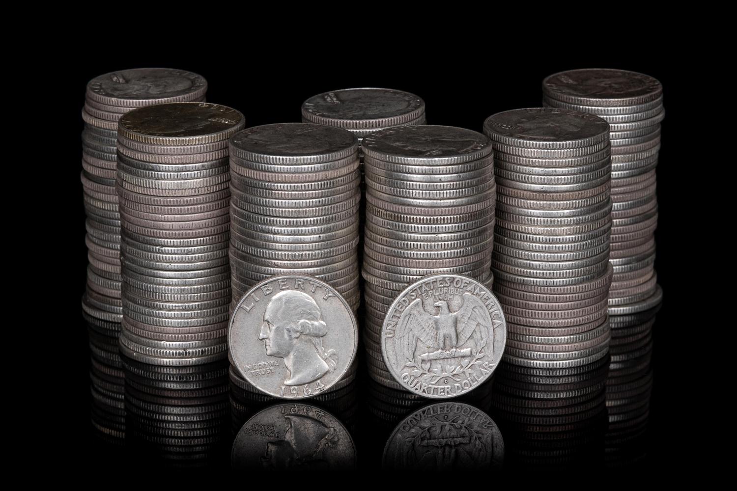 A Group of 328 Pre-1965 George Washington 25c Coins