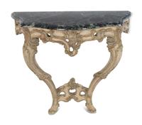 A Rococo Style Painted Marble-Top Console Table