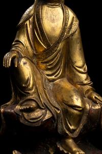 A Chinese Parcel Gilt Bronze Figure of Guanyin
