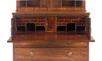 A George III Mahogany and Parcel Ebonized Bureau Bookcase