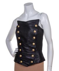 A Michael Hoban Black Leather Bustier, Size M.