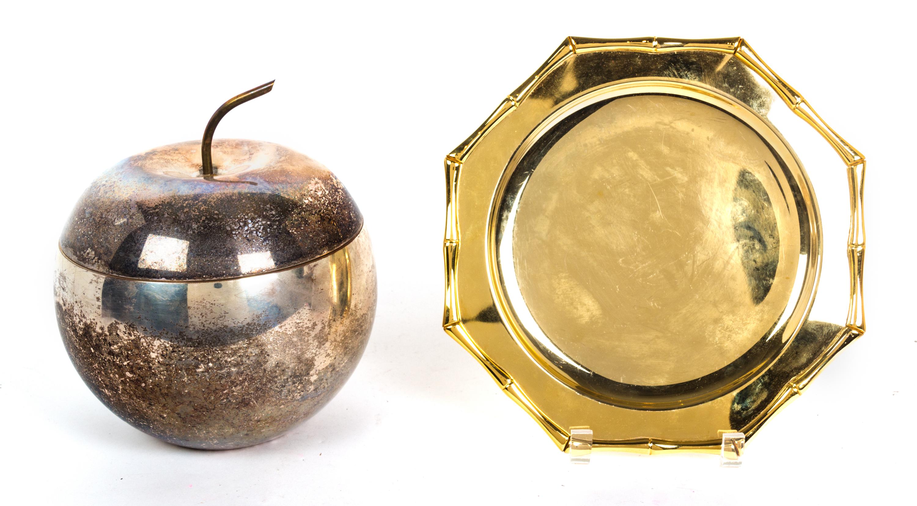 A Silverplate Apple-Form Ice Bucket Height of taller 10 inches. — 20TH CENTURY