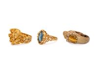 A Collection of Yellow Gold Rings,