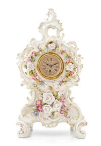 A Continental Porcelain Mantle Clock Height overall 14 3/8 inches. — 20TH CENTURY