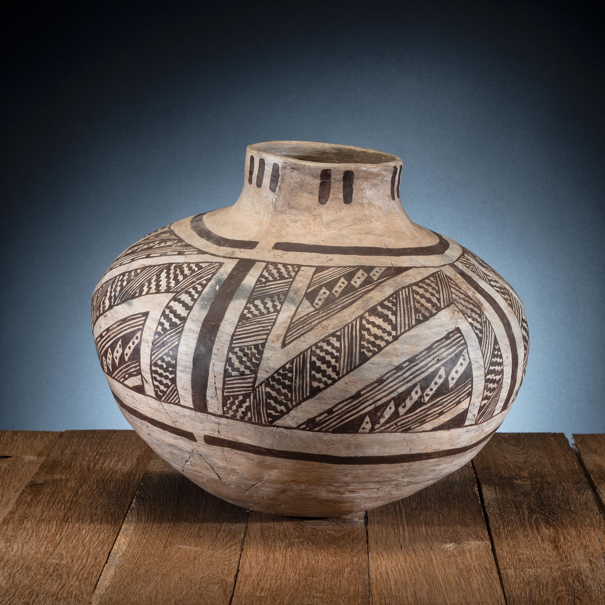Anasazi Black-on-White Pottery Storage Jar