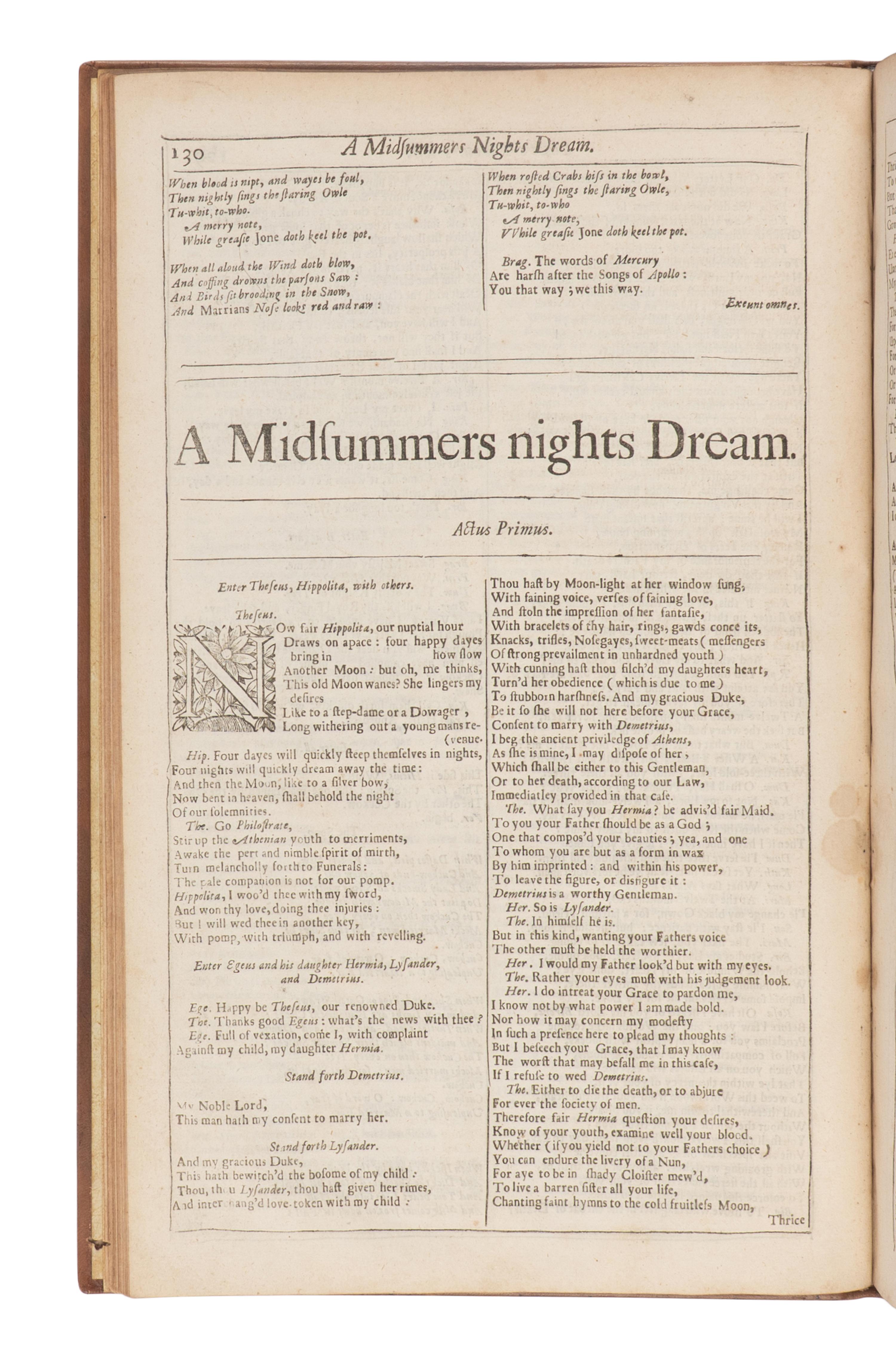SHAKESPEARE, William (1564-1616). A group of 6 plays [extracted from: THE FOURTH FOLIO. London: H. Herringman, E. Brewster, and R. Bentley, 1685].