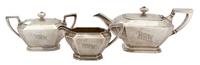 An American Silver Partial Tea Service, Gorham Manufacturing Co., Providence, RI, in the Fairfax pattern, comprising a teapot, creamer,