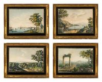 A Set of Four French Topographical Colored Engravings