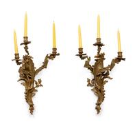A Pair of Louis XV Style Bronze Sconces