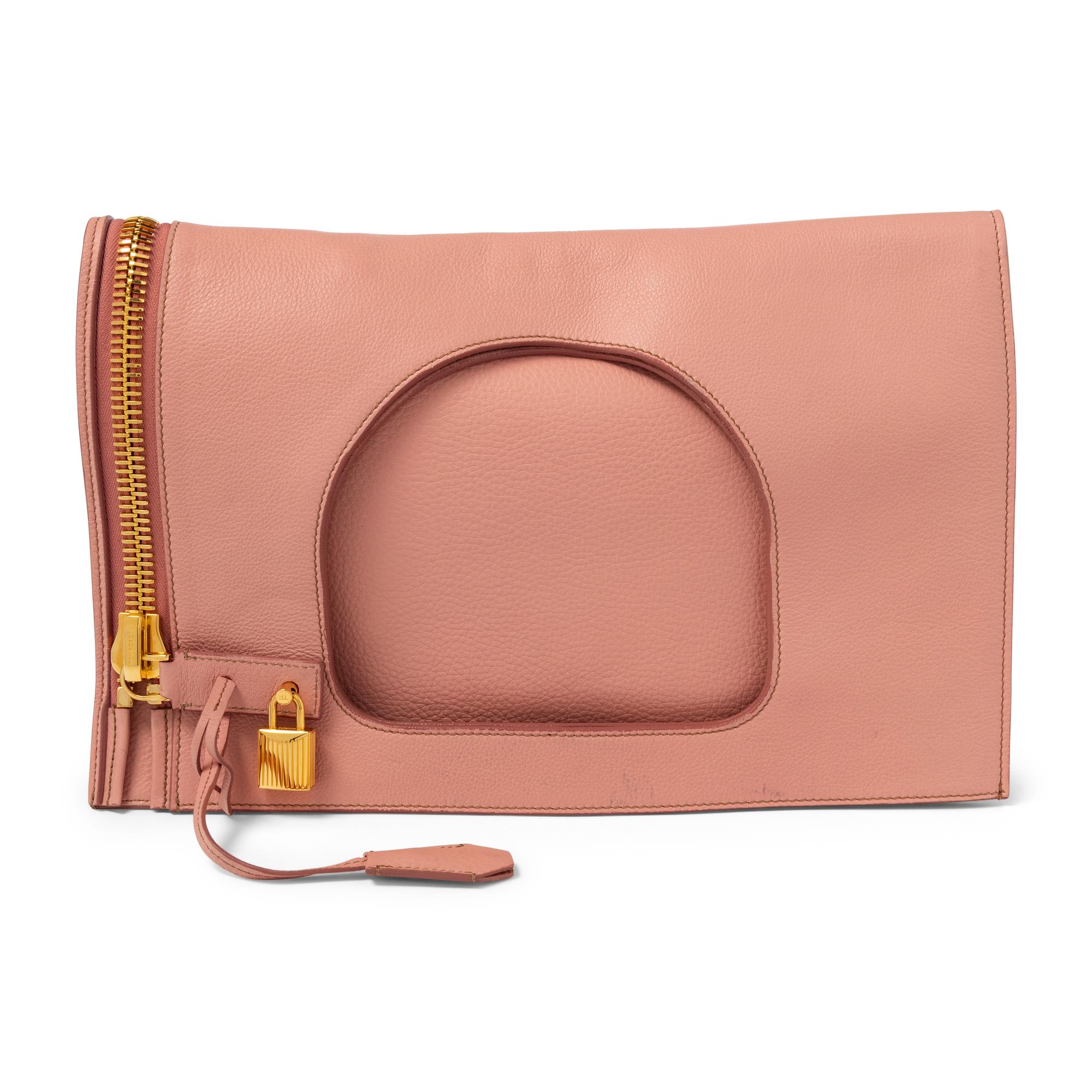 TOM FORD, PINK LEATHER CONVERTIBLE TOTE