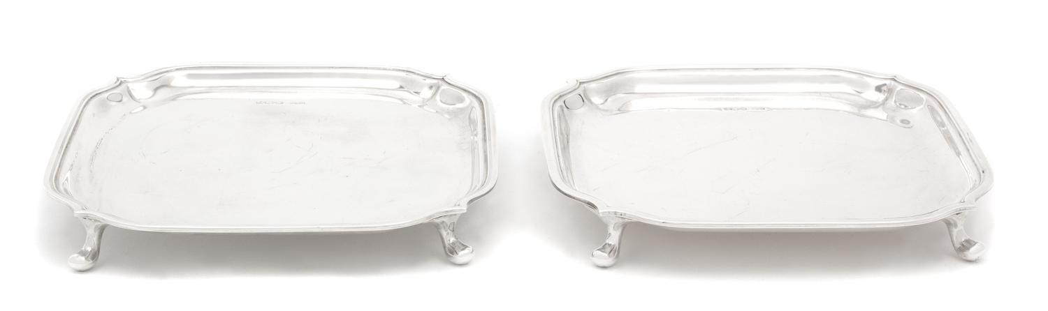 A Pair of English Silver Footed Salvers, Robert & Dore, Sheffield, 1963,