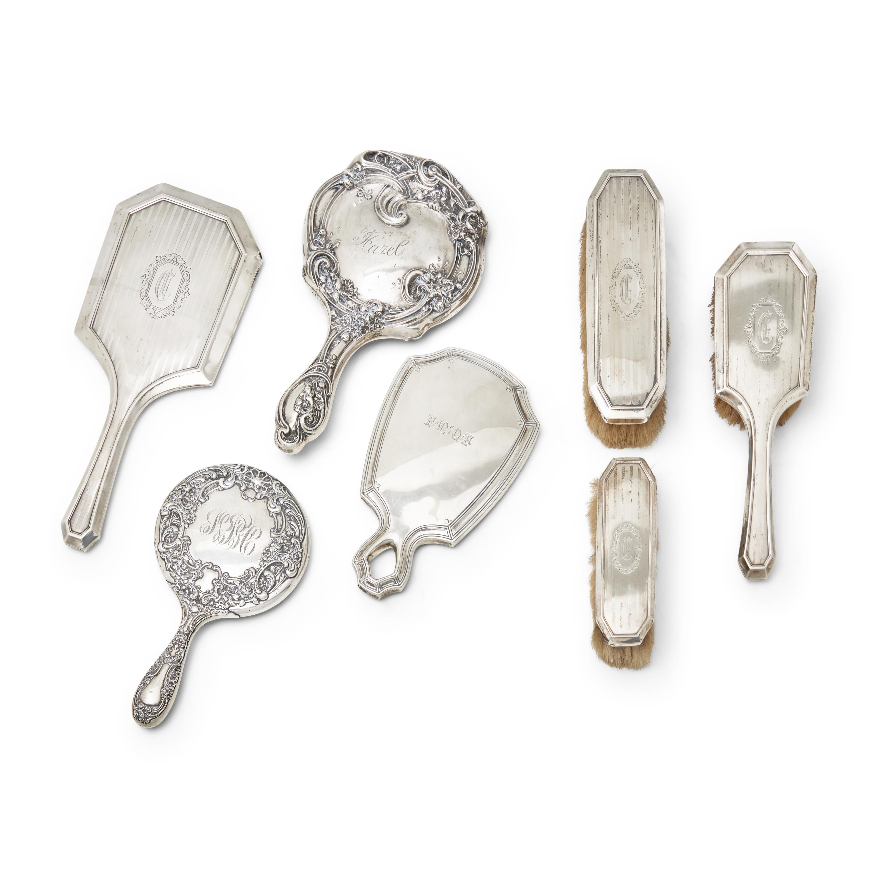An Assembled American Silver Dressing Set
