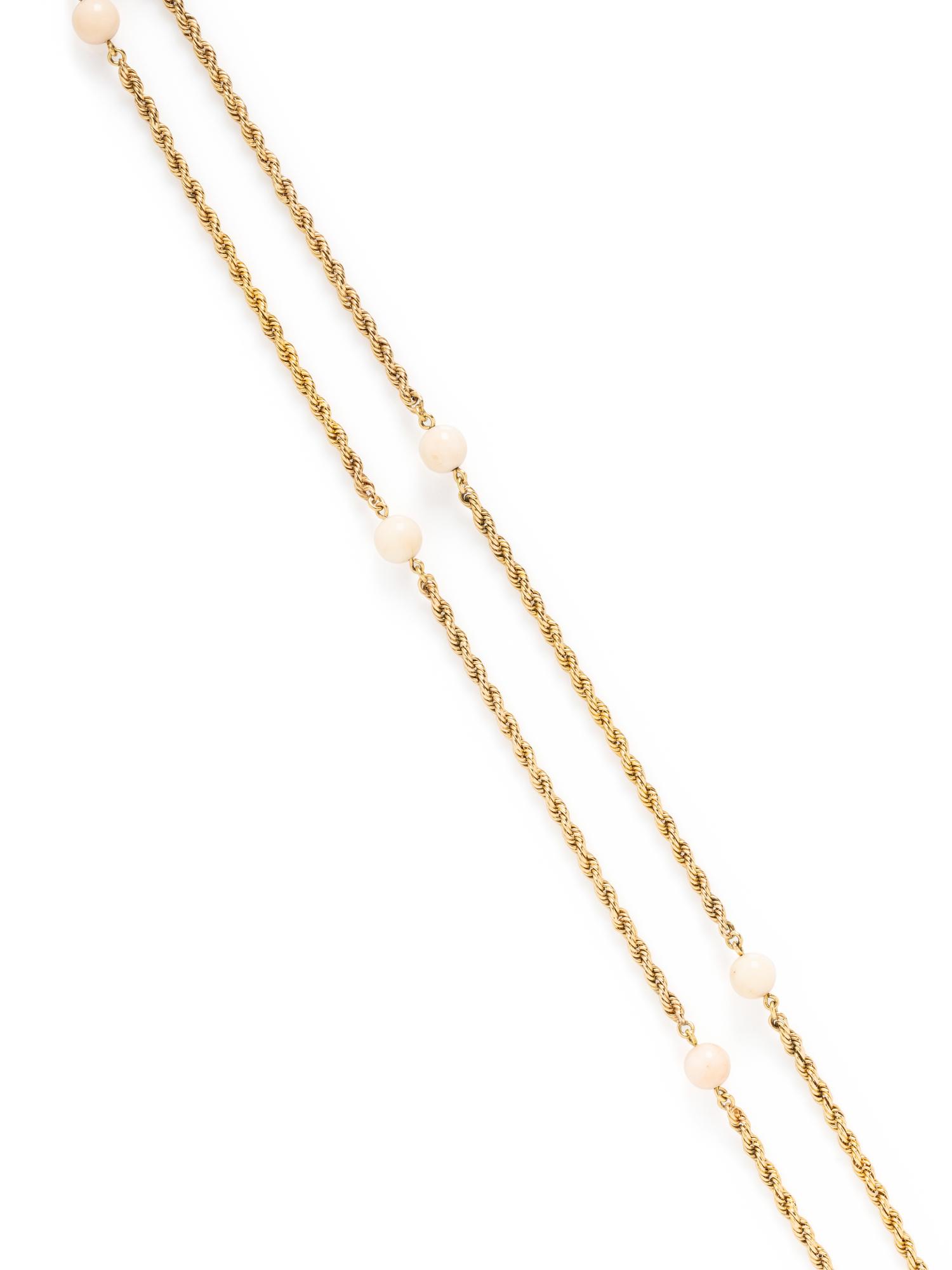 YELLOW GOLD AND ANGEL SKIN CORAL NECKLACE