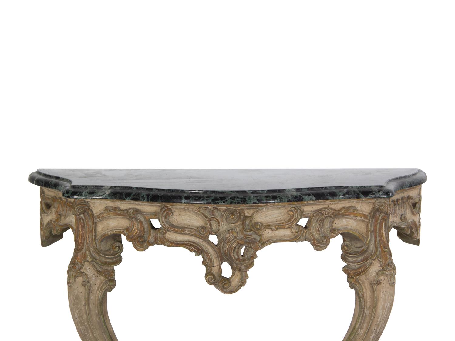 A Rococo Style Painted Marble-Top Console Table