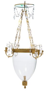 A Russian Neoclassical Style Gilt Bronze and Glass Four-Light Hall Lantern Diameter 25 inches. — 20TH CENTURY