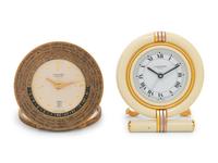 Two Vintage Alarm Clocks by Cartier and Hermès