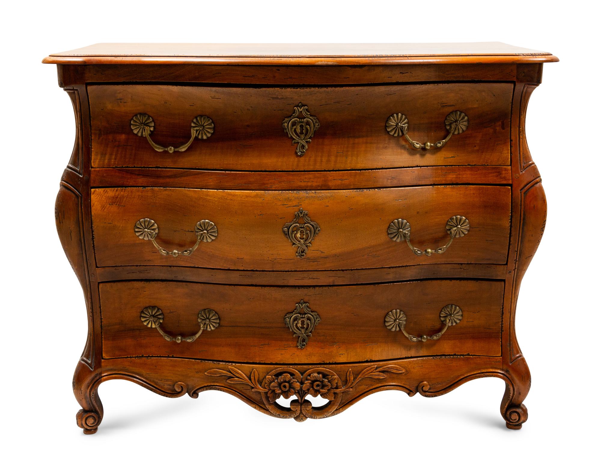 A Louis XV Provincial Style Bombe Commode