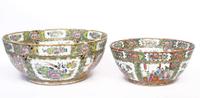 Two Chinese Export porcelain Rose Mandarin punch bowls 19th century