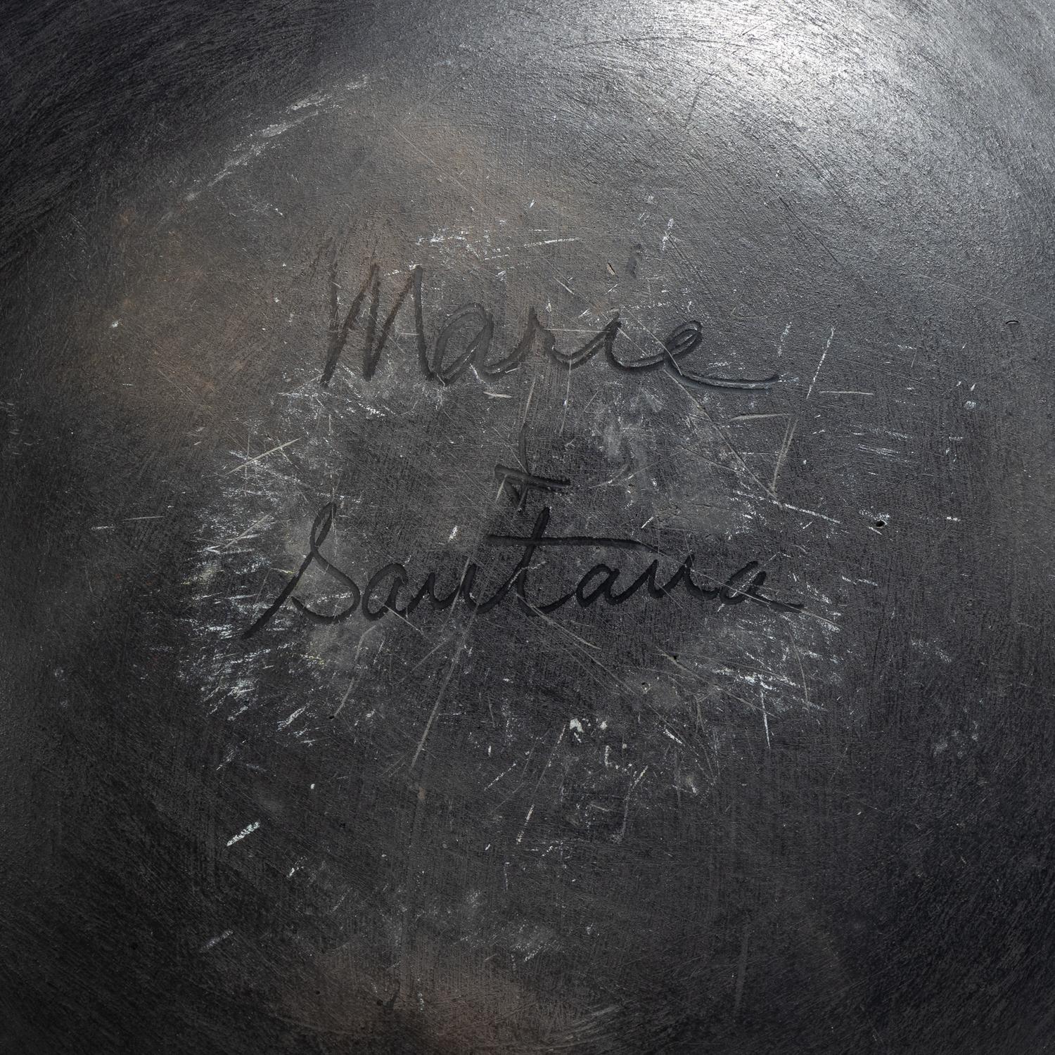 Blackware Pottery Plate, with Repeating Feathers