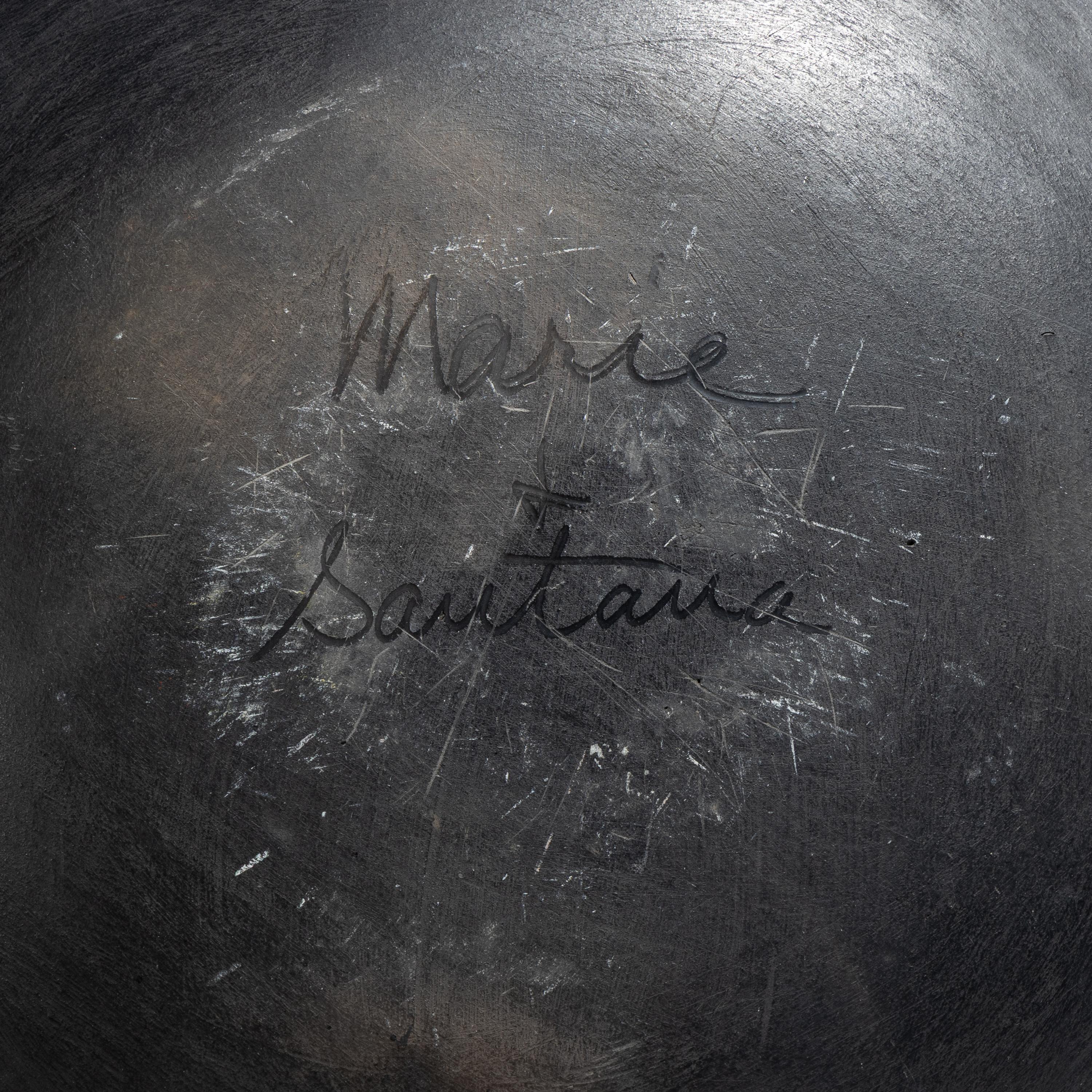 Blackware Pottery Plate, with Repeating Feathers