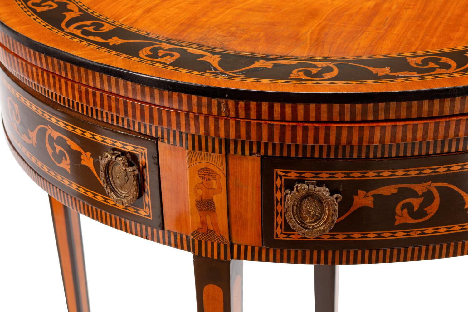 An Italian Neoclassical Inlaid Demilune Games Table — 19TH CENTURY