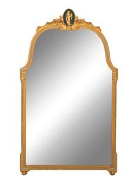 A Continental Gilt and Painted Mirror
