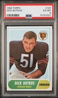 A Group of 1960s Dick Butkus and Gale Sayers PSA Graded Football Cards,