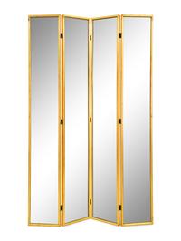 A Gilt Framed Four-Fold Mirrored Screen