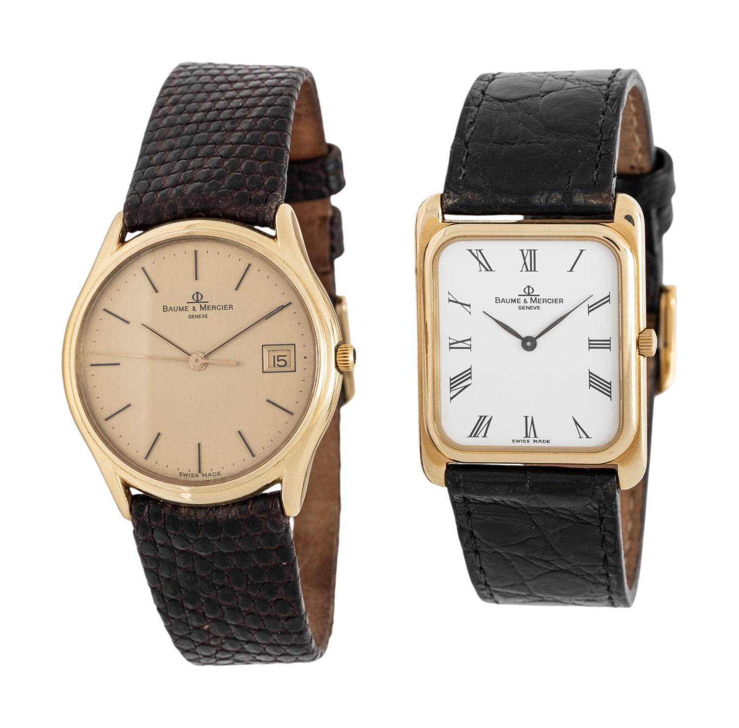 BAUME & MERCIER, TWO YELLOW GOLD WATCHES