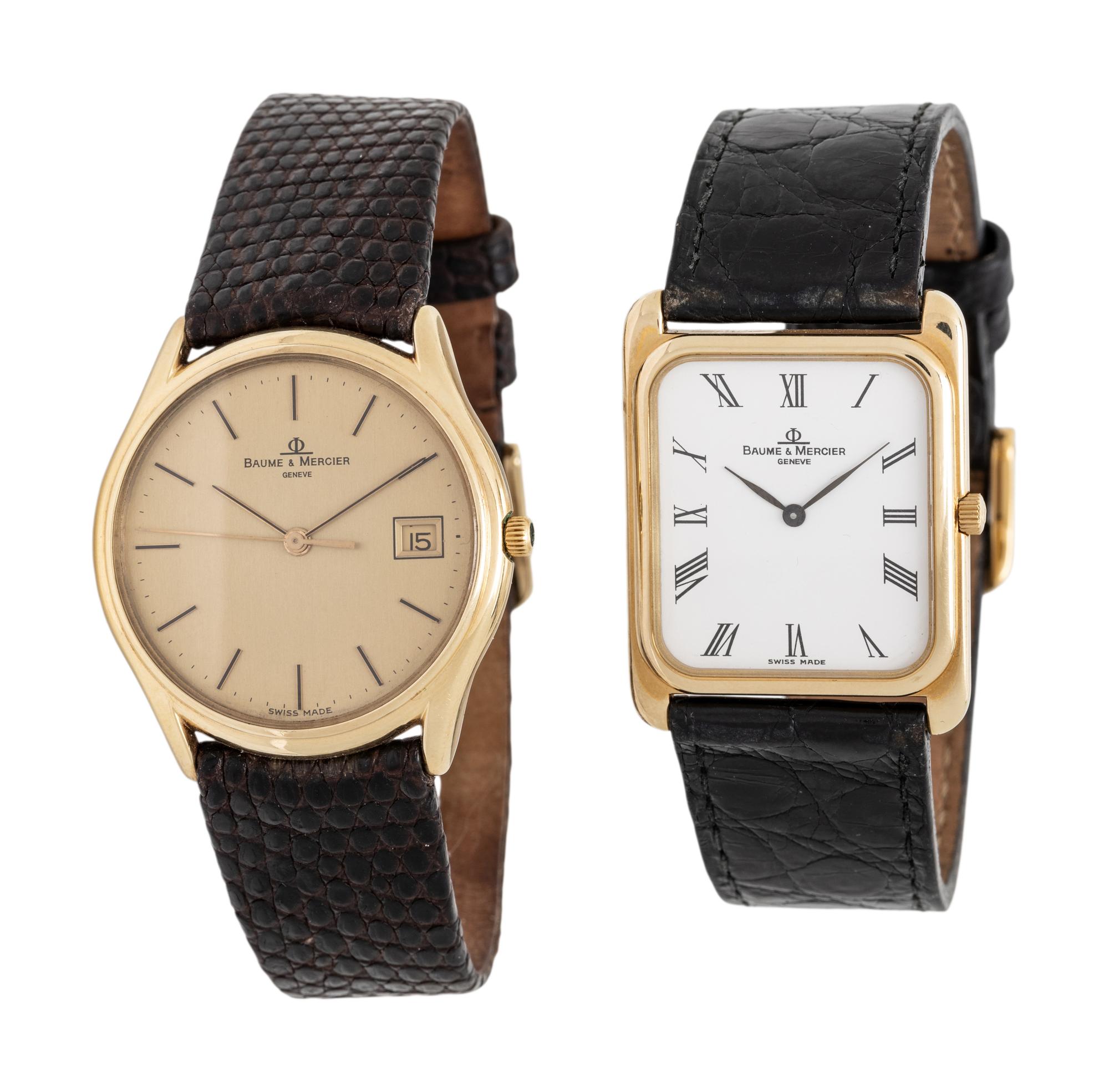 BAUME & MERCIER, TWO YELLOW GOLD WATCHES