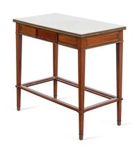 A Louis XVI Style Mahogany Marble-Top Table