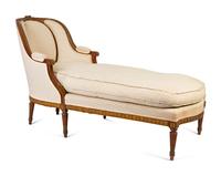 A Louis XVI Style Carved Giltwood Chaise Longue — 19TH CENTURY