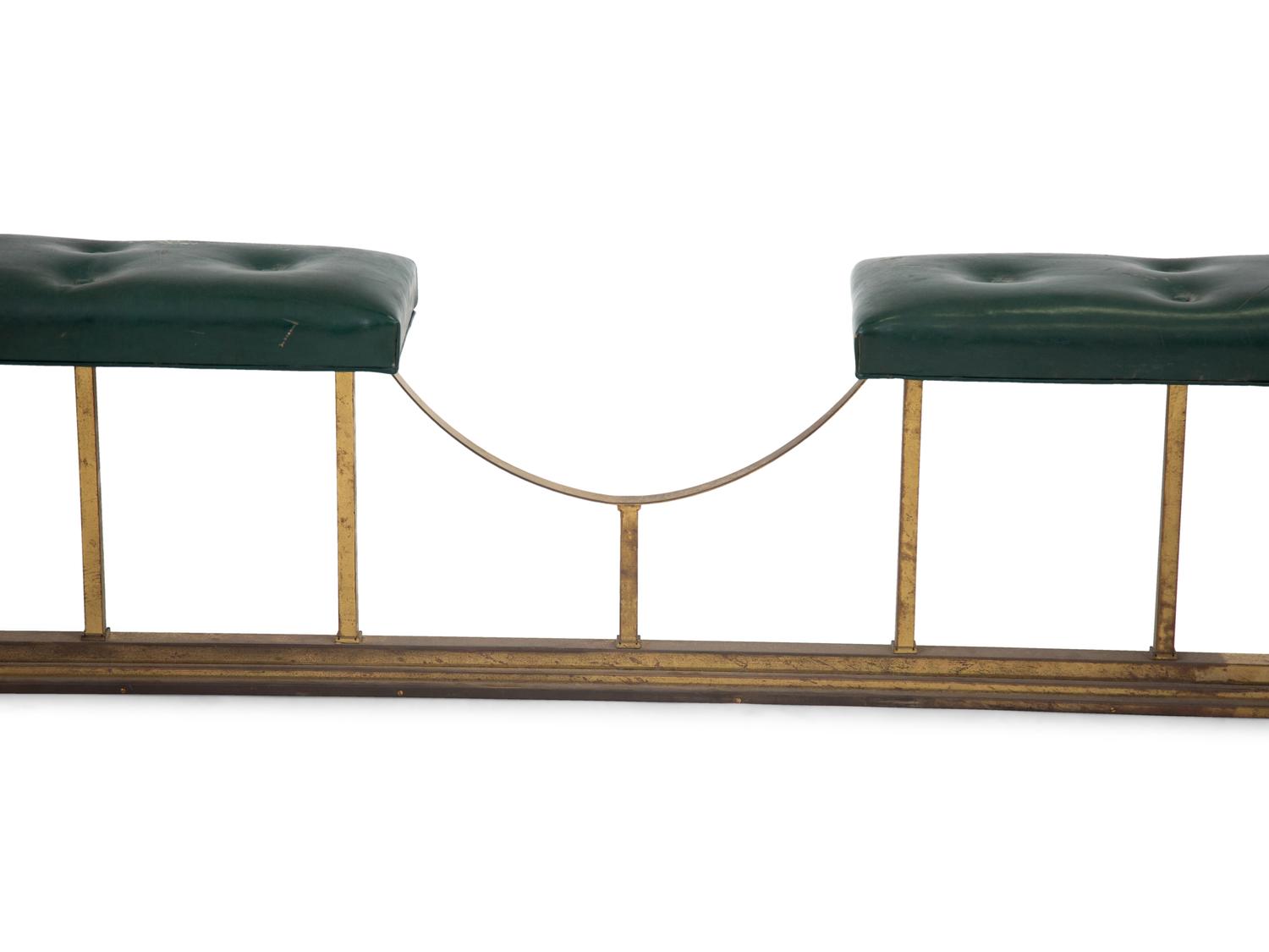 An English Green Leather and Brass Club Fender
