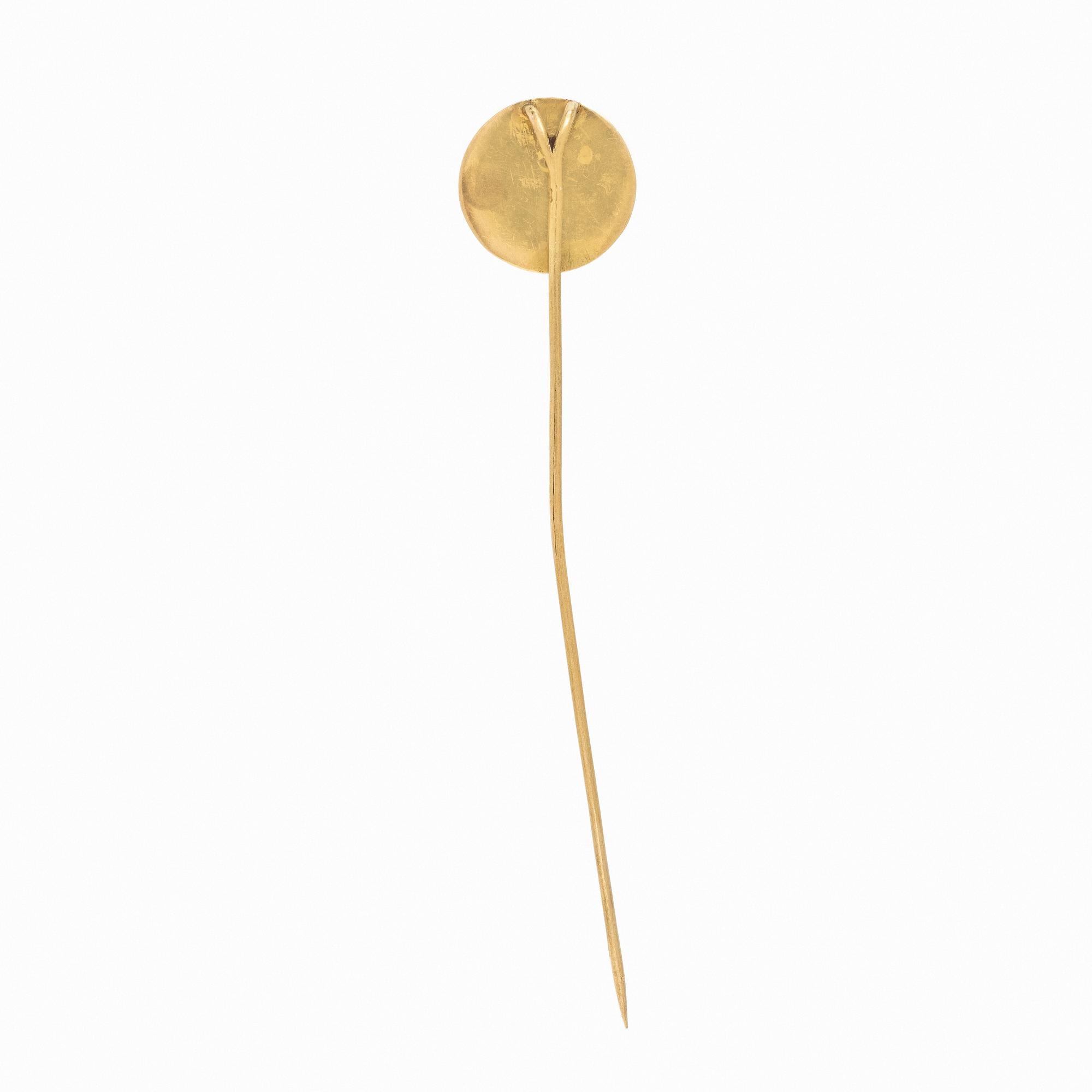 Yellow Gold and Enamel Locket Necklace and Stick Pin