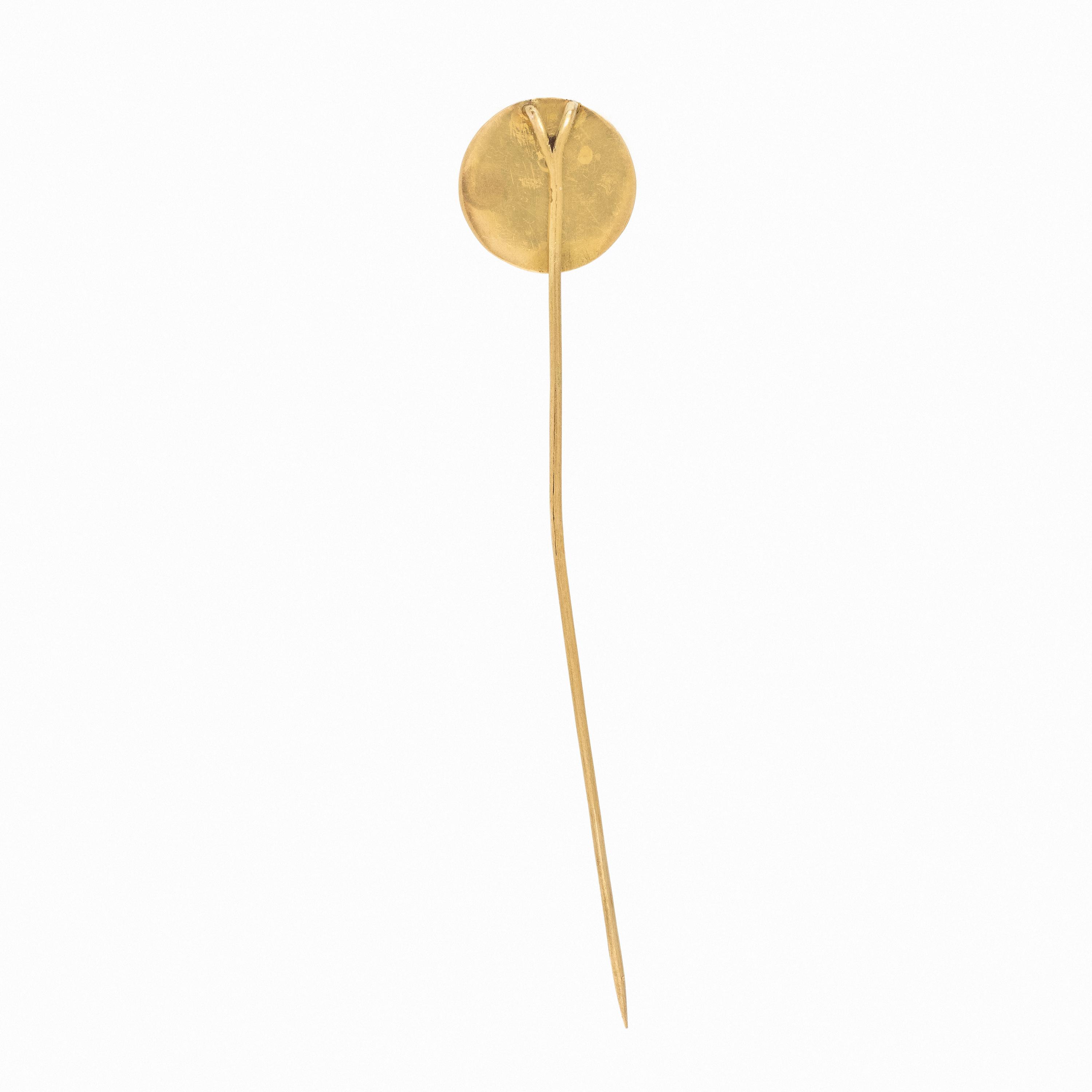 Yellow Gold and Enamel Locket Necklace and Stick Pin
