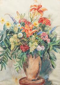 Flowers in a Terracotta Vase