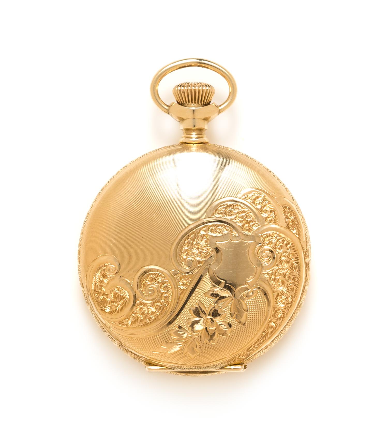 A 14 Karat Yellow Gold Hunter Case Pocket Watch, Waltham, Circa 1901, 21.30 dwts.