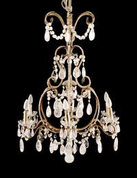 An Italian Beaded and Rock Crystal Mounted Chandelier Height 38 x diameter 30 inches.