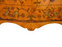 A Louis XV Style Gilt Bronze Mounted Marquetry Marble-Top Commode