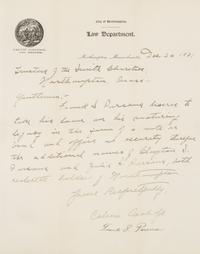 COOLIDGE, Calvin. Early autographed letter signed ("Calvin Coolidge"), to the Trustees of the Smith Charities, Northampton, MA, 1901.