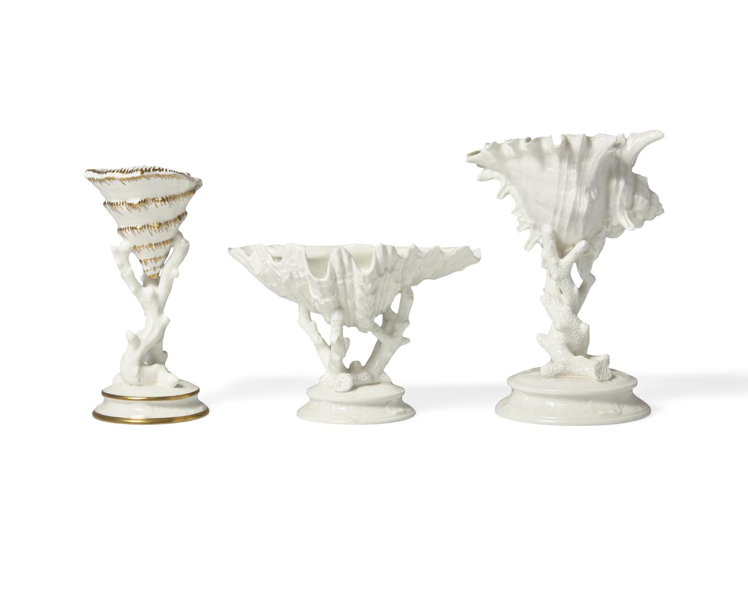 Three Wedgwood Porcelain Shell and Coral Table Ornaments