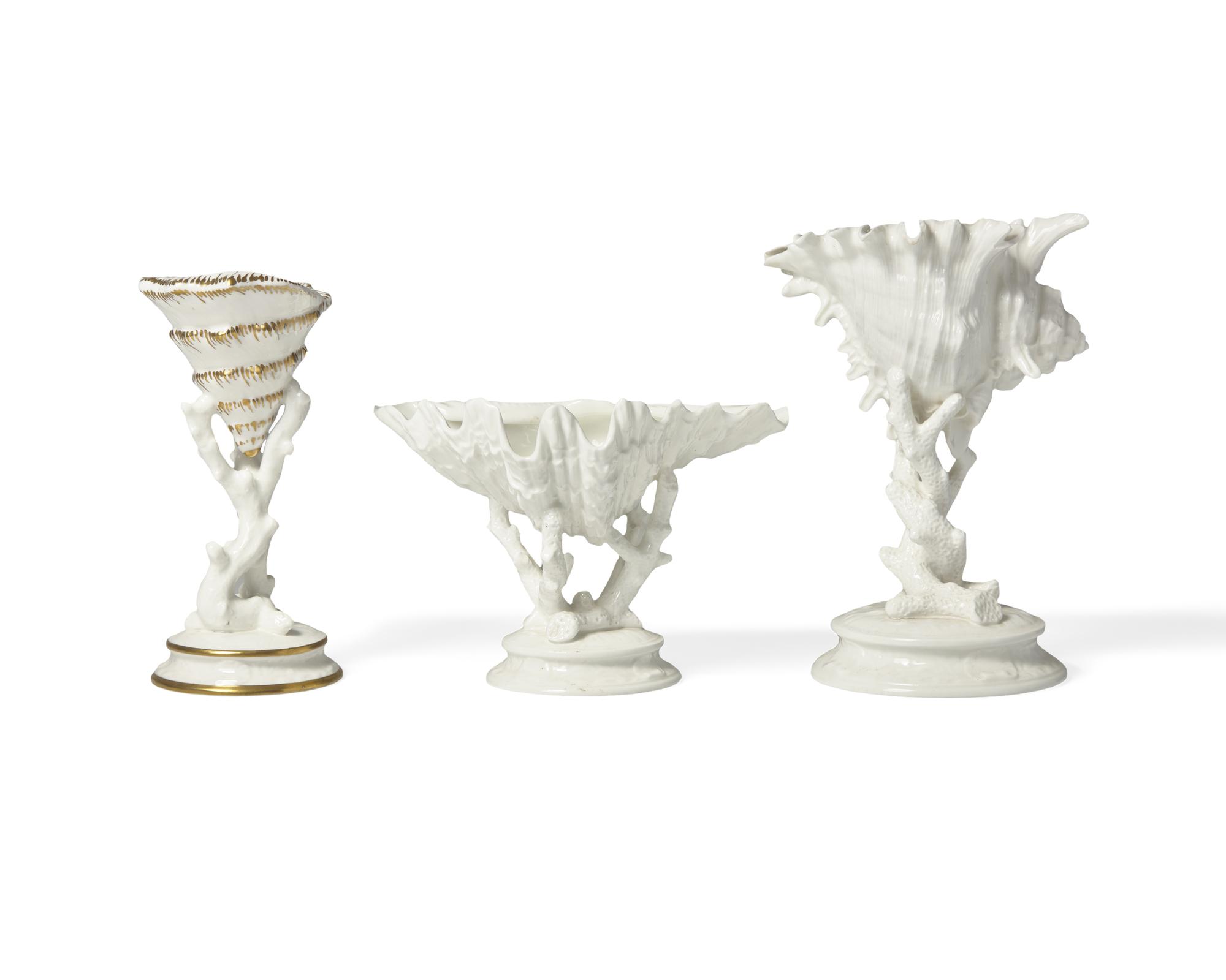 Three Wedgwood Porcelain Shell and Coral Table Ornaments