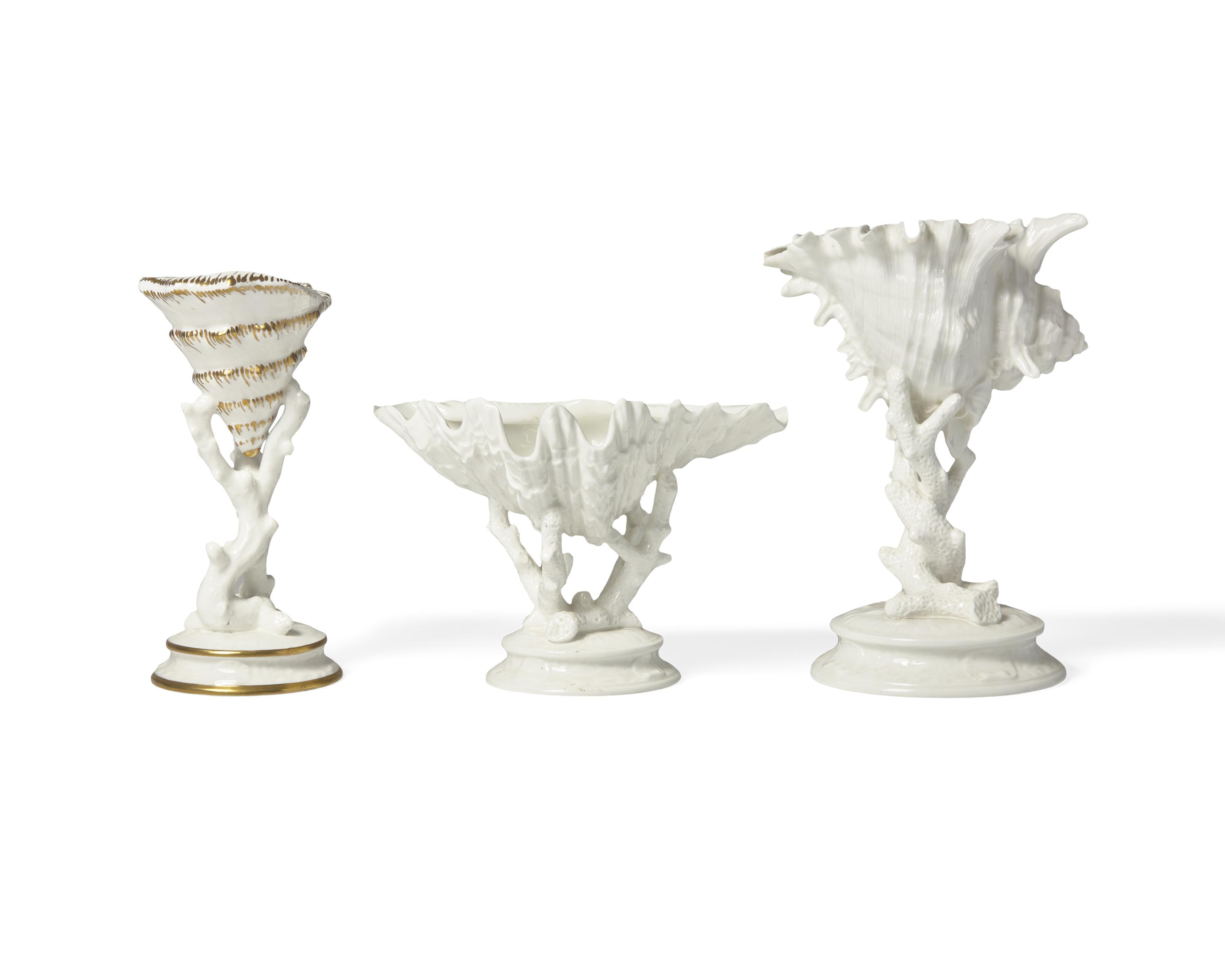 Three Wedgwood Porcelain Shell and Coral Table Ornaments
