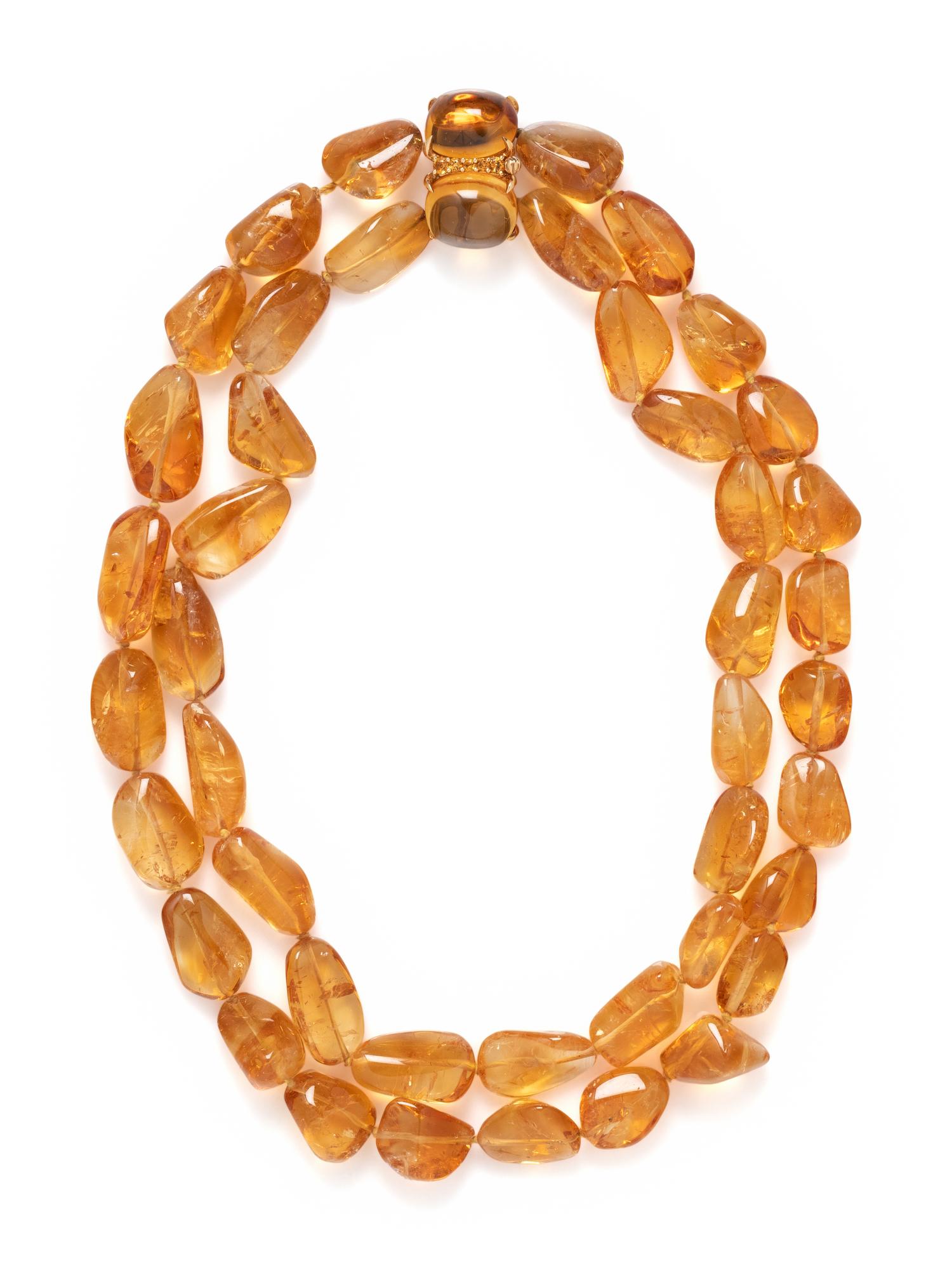 SEAMAN SCHEPPS, YELLOW GOLD AND CITRINE MULTISTRAND BEAD NECKLACE
