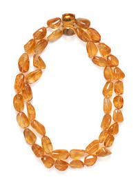 SEAMAN SCHEPPS, YELLOW GOLD AND CITRINE MULTISTRAND BEAD NECKLACE