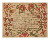 A Fraktur Birth and Baptism Record, Attributed to Arnold Hoevelman (active 1771-1796), Dated "1791"