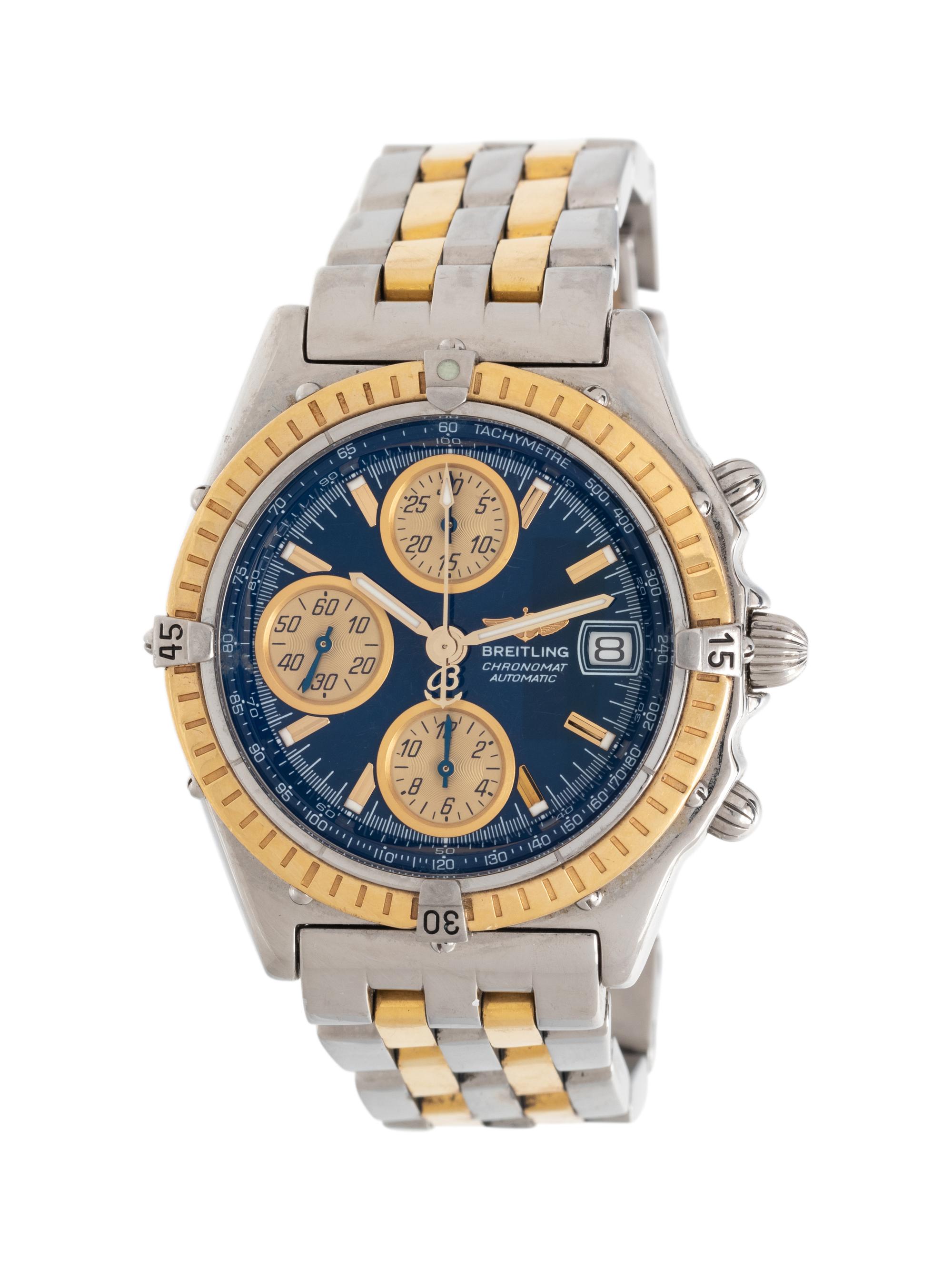 BREITLING, REF. D13350 STAINLESS STEEL AND 18K YELLOW GOLD 'CHRONOMAT' CHRONOGRAPH WATCH